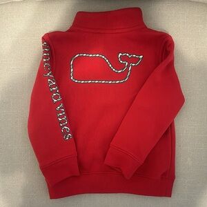 Red Vineyard Vines Quarter Zip Sweatshirt 2T